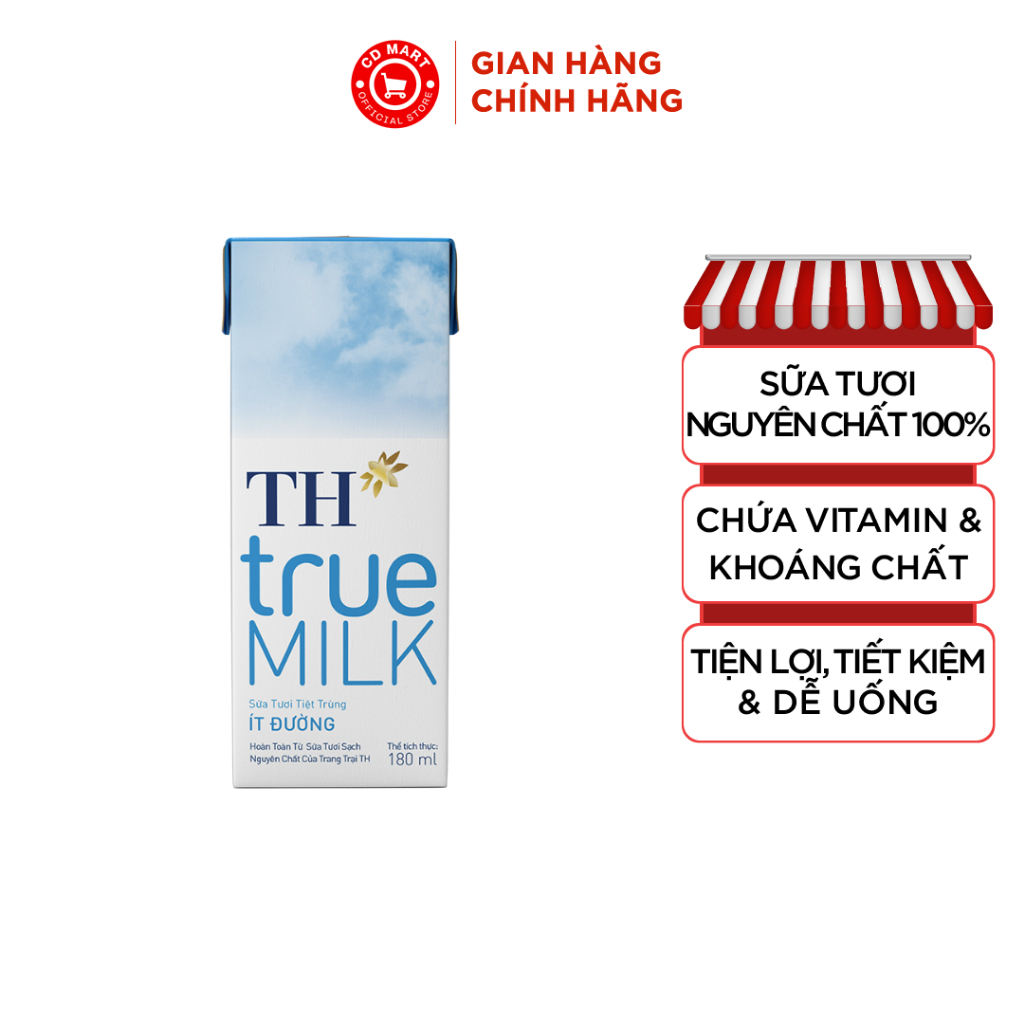 Thùng 48 hộp sữa tươi tiệt trùng ít đường TH True Milk 180ml | Shopee ...