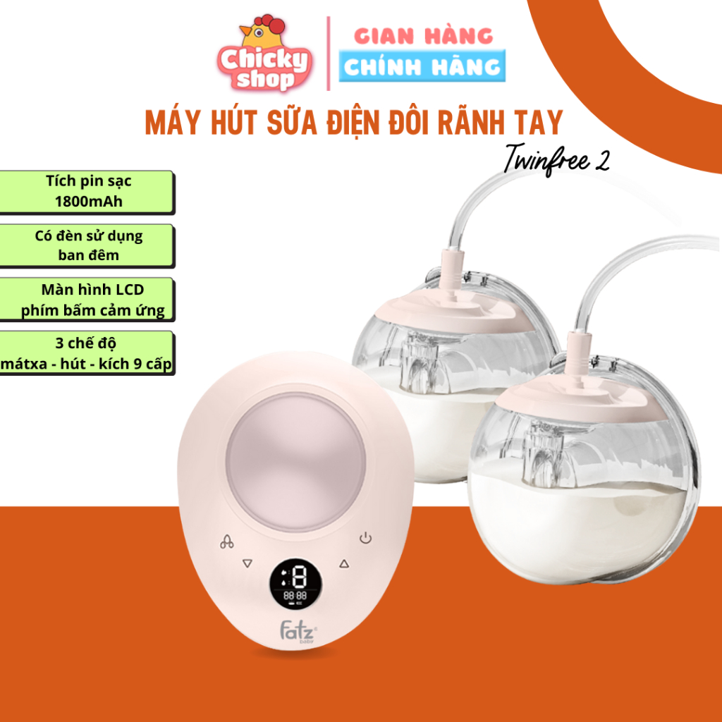 Ảnh Máy hút sữa điện đôi rảnh tay Twinfree 2 FATZBABY FB1311SD 3 chế độ mát xa/kích thích/hút sữa 9 cấp tích kèm pin sạc 1