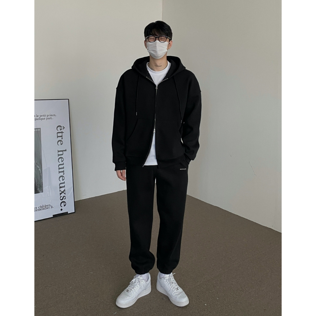 Áo Hoodie Khoá Zip 2 Chiều Dáng Ngắn Phong Cách Hàn Quốc / RT CLASSY DOUBLE ZIPPER HOODIE
