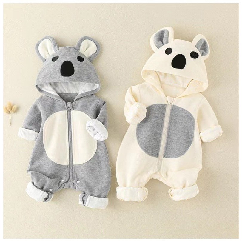 Body nỉ mẫu mới lót nhung dày ấm Bodysuit liền thân dài tay hàng Quảng Châu xuất Hàn cho bé trai bé gái mặc thu đông