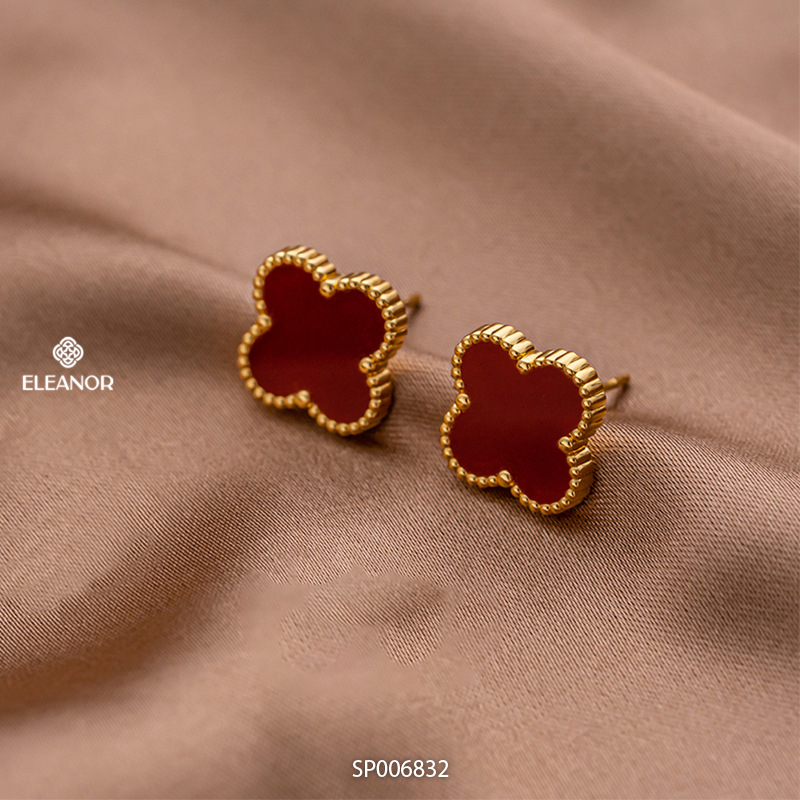 Khuyên tai nữ chuôi bạc 925 Eleanor Accessories cỏ 4 lá phụ kiện trang sức bông tai 5815