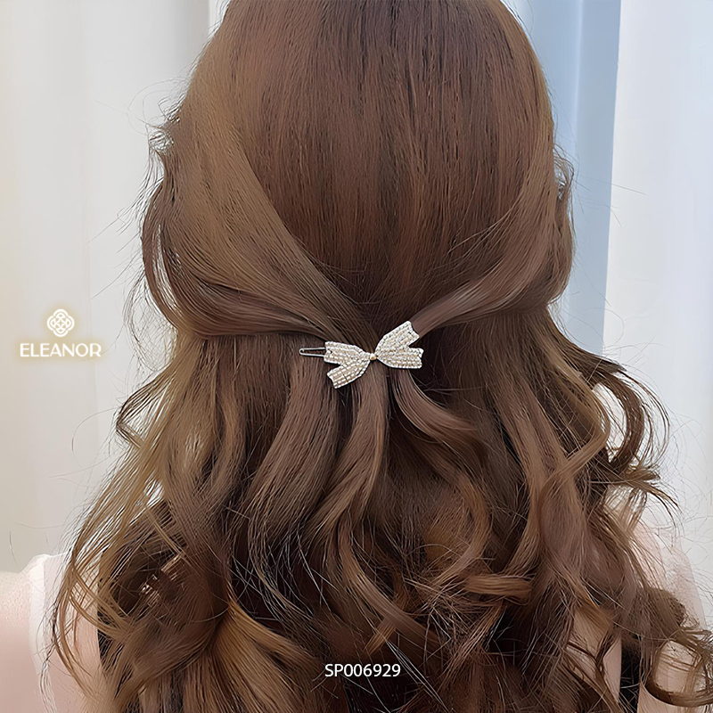 Kẹp tóc nữ Eleanor Accessories hình nơ đính đá kẹp tóc mái basic phụ kiện tóc 8288