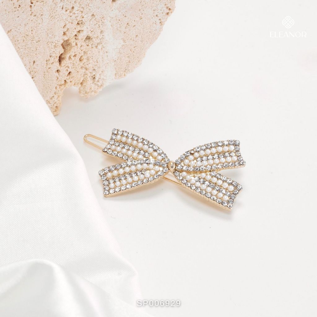 Kẹp tóc nữ Eleanor Accessories hình nơ đính đá kẹp tóc mái basic phụ kiện tóc 8288