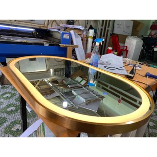 Gương Led Cảm Ứng Treo Tường Oval Khung Nhôm Bọc Viền, Gương Phòng Tắm Cao Cấp,bàn trang điểm,hình nhộng DiamondMirror