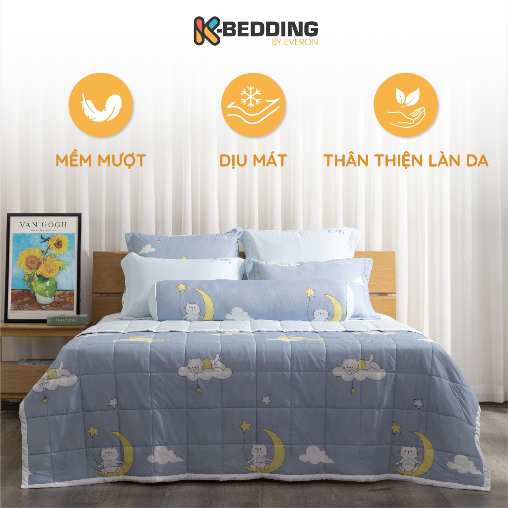 Ảnh Bộ ga chần bông K-Bedding by Everon chất vải Cool Flex KCSP mềm mát bộ 4 món, không bao gồm chăn 1