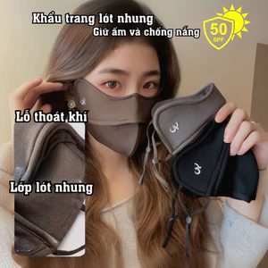 Chống Nắng UPF 50+ Có Lót Nhung Giữ Ấm,Khẩu Trang Chống Tia UV, Hàng Chính Hãng Nội Địa Trung Cao Cấp.