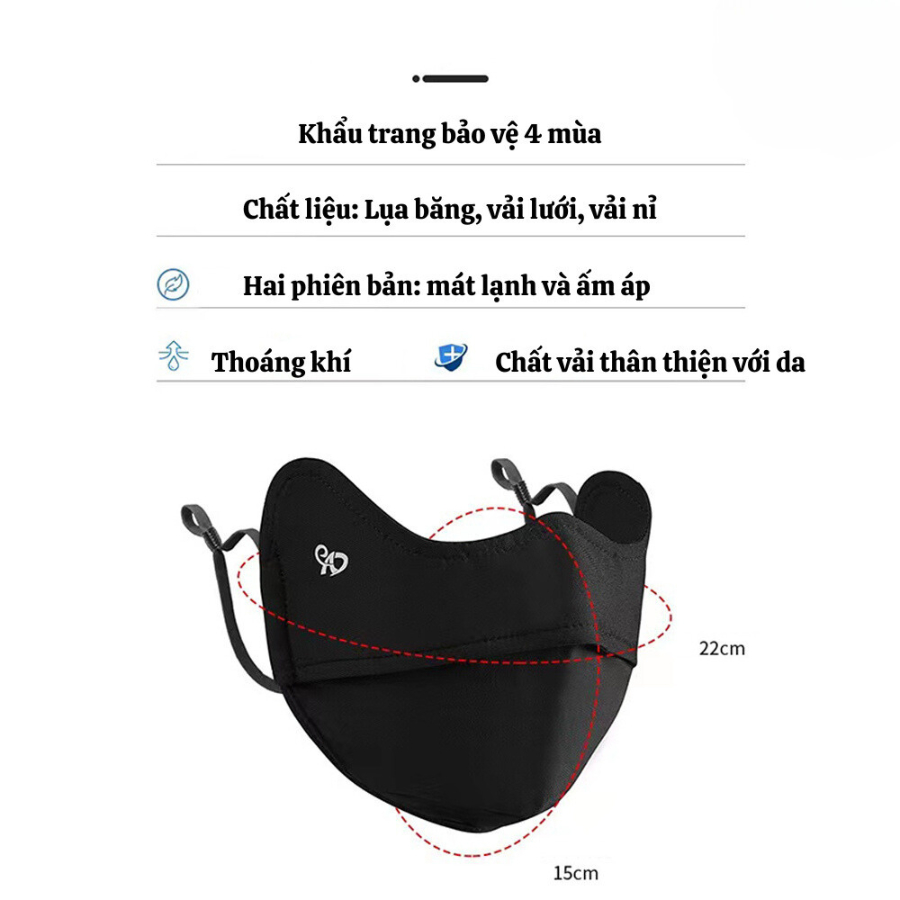 Chống Nắng UPF 50+ Có Lót Nhung Giữ Ấm,Khẩu Trang Chống Tia UV, Hàng Chính Hãng Nội Địa Trung Cao Cấp.