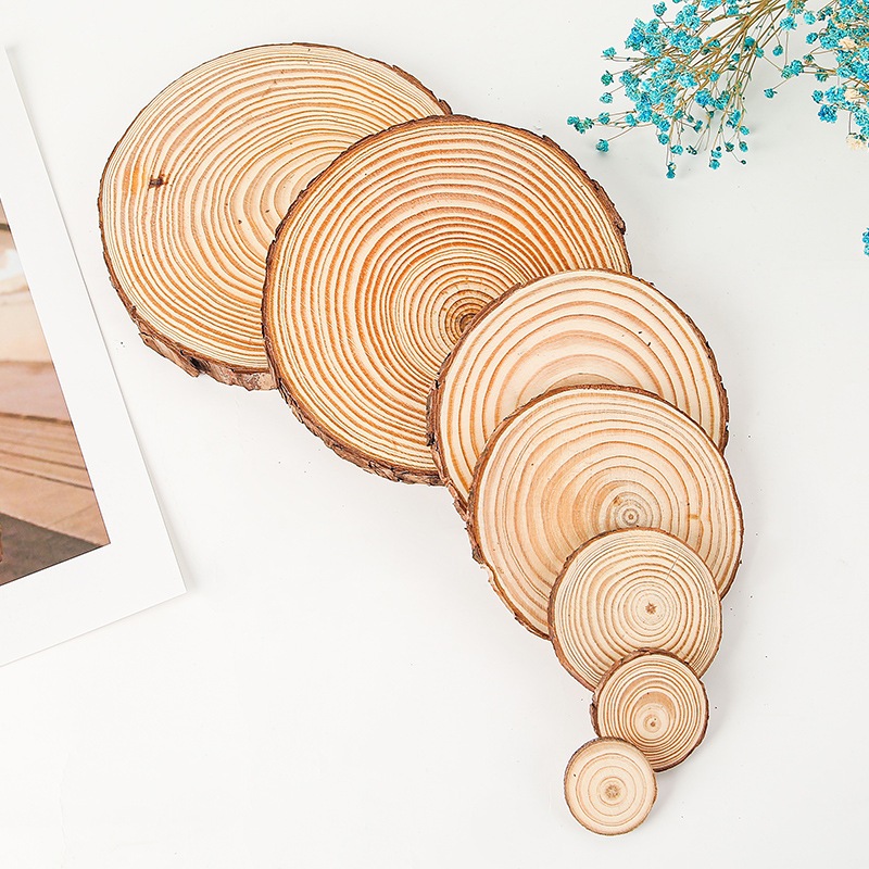 Đế Gỗ Đặt Tượng Có Vân, Đế Lót Trang Trí Bằng Khoanh Gỗ Tự Nhiên, Đường Kính 10cm, 20cm, 30cm