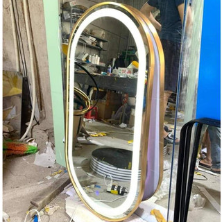Gương Led Cảm Ứng Treo Tường Oval Khung Nhôm Bọc Viền, Gương Phòng Tắm Cao Cấp,bàn trang điểm,hình nhộng DiamondMirror