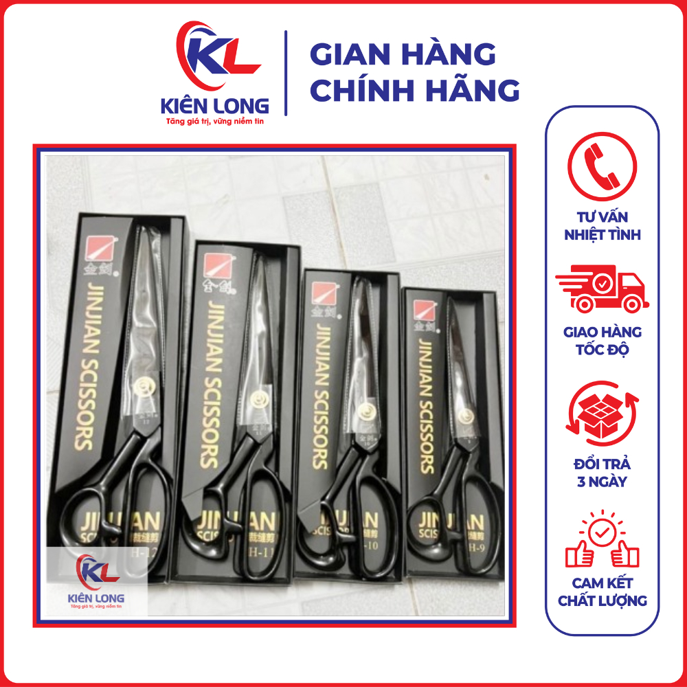 Kéo cắt vải 💥 CAO CẤP 💥 Kéo JINJIAN lười đen sắc bén bằng hợp kim chống rỉ.