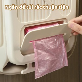 Thùng rác treo tủ bếp gấp gọn thông minh 10L có ngăn đựng túi rác tiện lợi, Thùng rác treo tường gấp gọn.