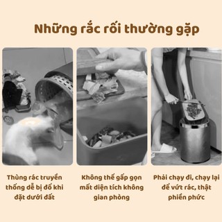 Thùng rác treo tủ bếp gấp gọn thông minh 10L có ngăn đựng túi rác tiện lợi, Thùng rác treo tường gấp gọn.