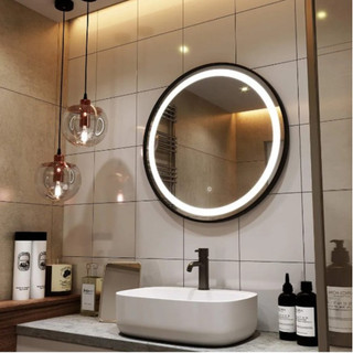 Gương tròn phòng tắm,bàn trang điểm treo tường có led cảm ứng khung nhôm mạ Cao Cấp, Diamond Mirror