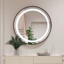 Gương tròn phòng tắm,bàn trang điểm treo tường có led cảm ứng khung nhôm mạ Cao Cấp, Diamond Mirror