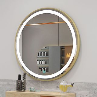 Gương tròn phòng tắm,bàn trang điểm treo tường có led cảm ứng khung nhôm mạ Cao Cấp, Diamond Mirror