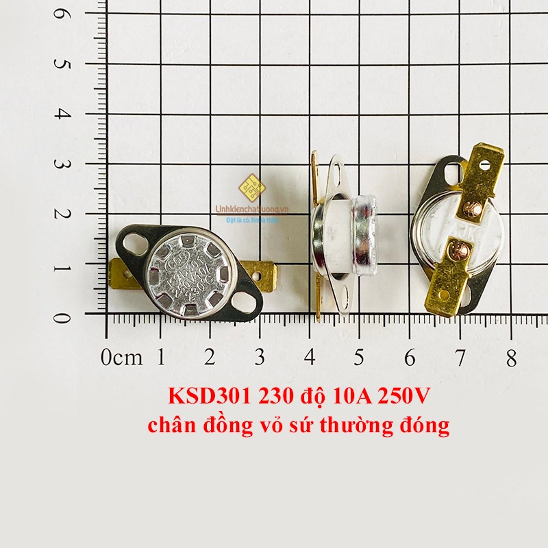 5 Chiếc relay nhiệt KSD301 230 độ 10A 250V chân đồng vỏ sứ thường đóng ...