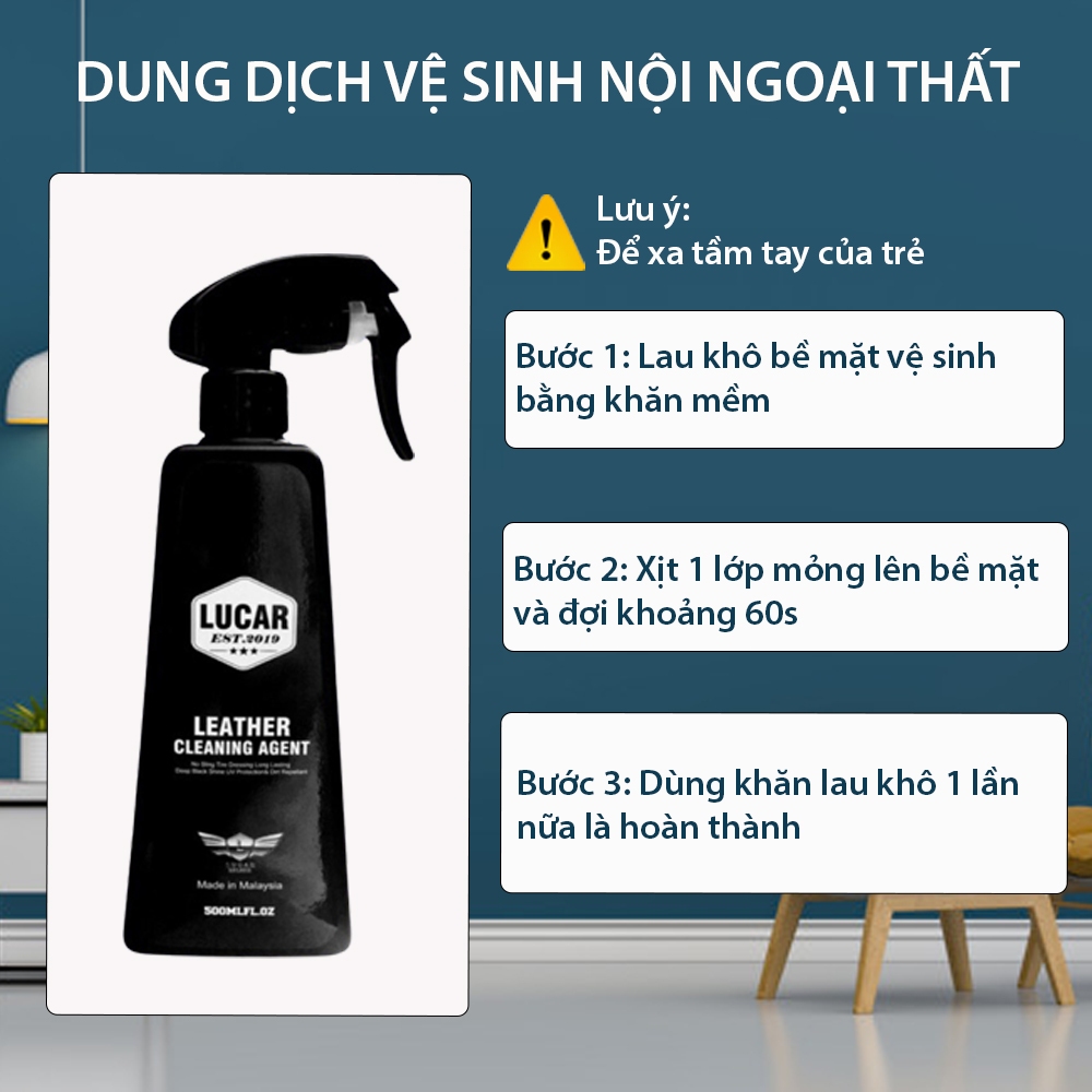 Nước Tẩy Rửa Vệ Sinh  LUCAR EST.2019 Vệ Sinh Ghế Da Ô Tô, Sofa, Túi Xách