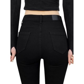 Quần Jean Đen Nữ AMILY Lưng Cao dáng skinny rách gối co giãn có BIGSIZE