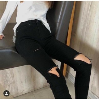 Quần Jean Nữ Rách Ngang Đùi Tam Giác AMILY Lưng Cao Skinny Co Giãn – Bigsize