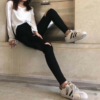 Quần Jean Nữ Rách Ngang Đùi Tam Giác AMILY Lưng Cao Skinny Co Giãn – Bigsize