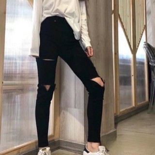 Quần Jean Nữ Rách Ngang Đùi Tam Giác AMILY Lưng Cao Skinny Co Giãn – Bigsize
