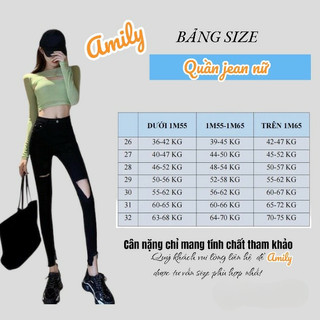 Quần Jean Nữ Rách Ngang Đùi Tam Giác AMILY Lưng Cao Skinny Co Giãn – Bigsize