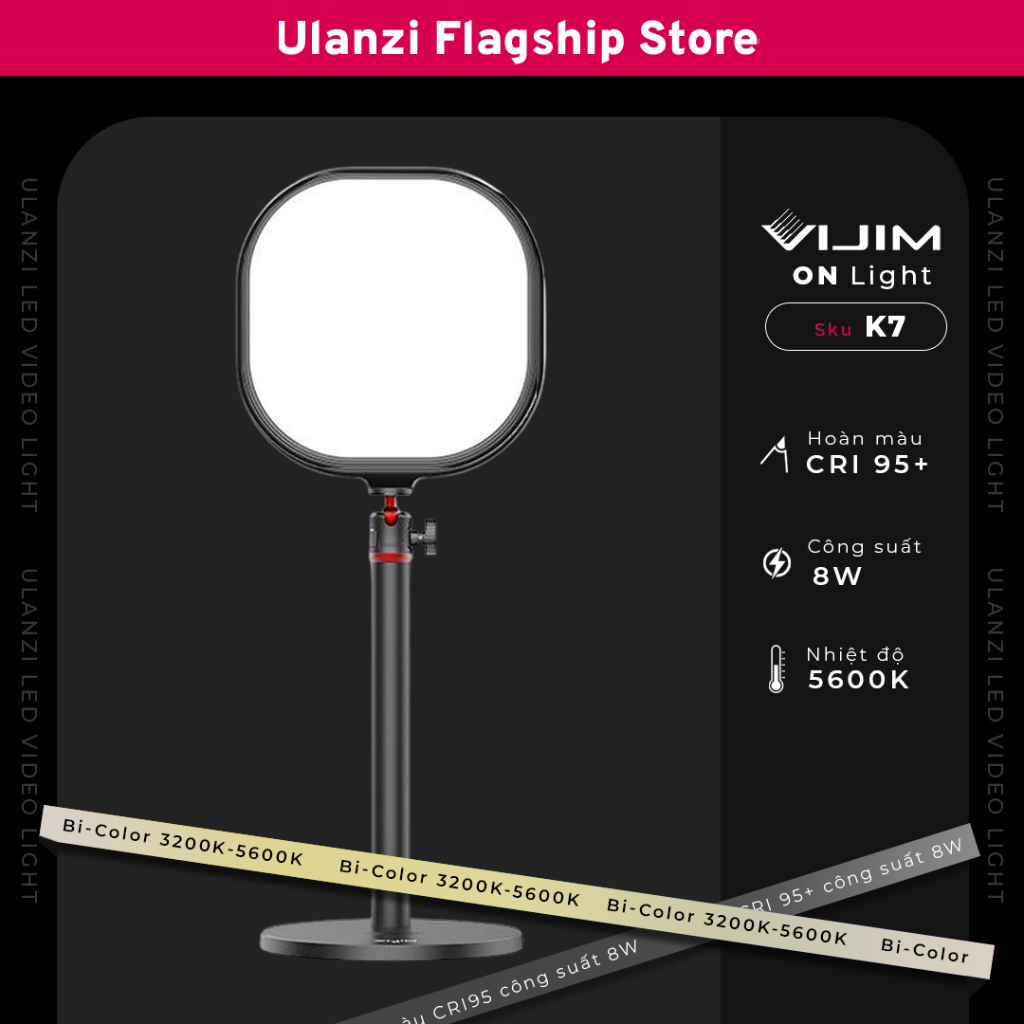 Ulanzi Vijim K7 - Đèn LED để bàn kèm chân Tripod có thể điều chỉnh độ ...