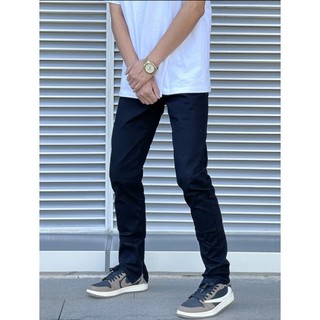 Quần Skinny Jeans Đen AMILY Vải Co Giãn,Có Zipper, bò rách gối to ngang có khóa ống chân
