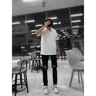 Quần Jean Nam Rách Thủng Gối Khoá Zip Ống Dáng Slimfit mẫu AMILY  có túi