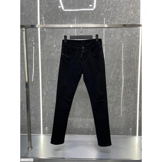 Quần jean nam AMILY Đen trơn , Quần bò vải Denim dày dặn dáng skinny rách gối có BIGSIZE