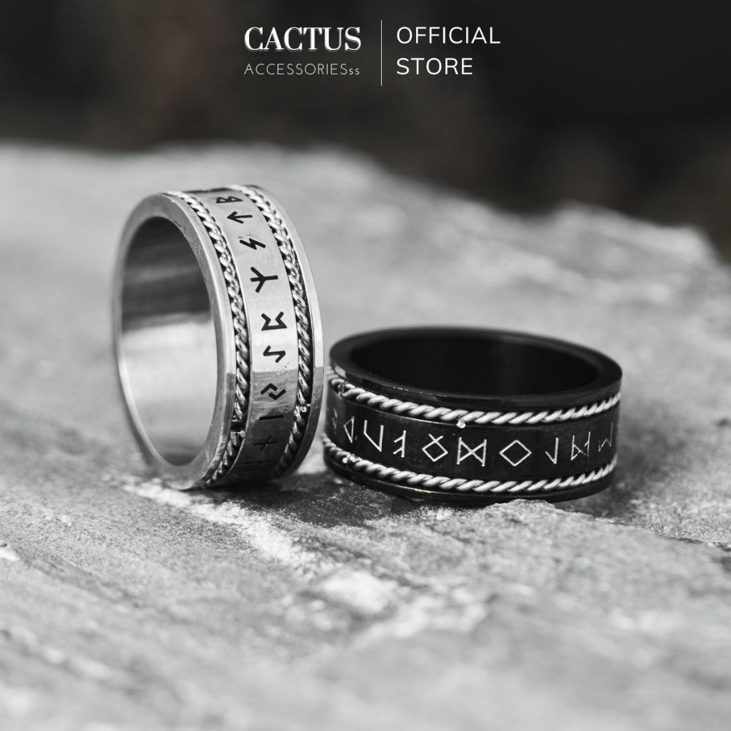 Nhẫn khắc kí tự cổ ngữ, nhẫn rune nam nữ rune tròn thép titan không gỉ ...