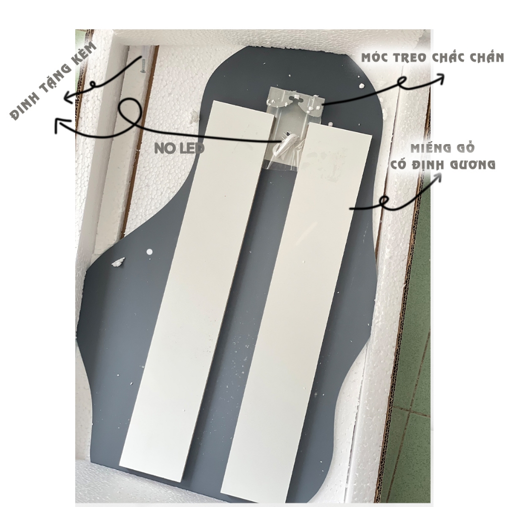 Gương soi toàn thân hạt đậu [Hỏa tốc] gương mây treo tường toàn thân kính dày chất gương sáng cao cấp 70x40cm