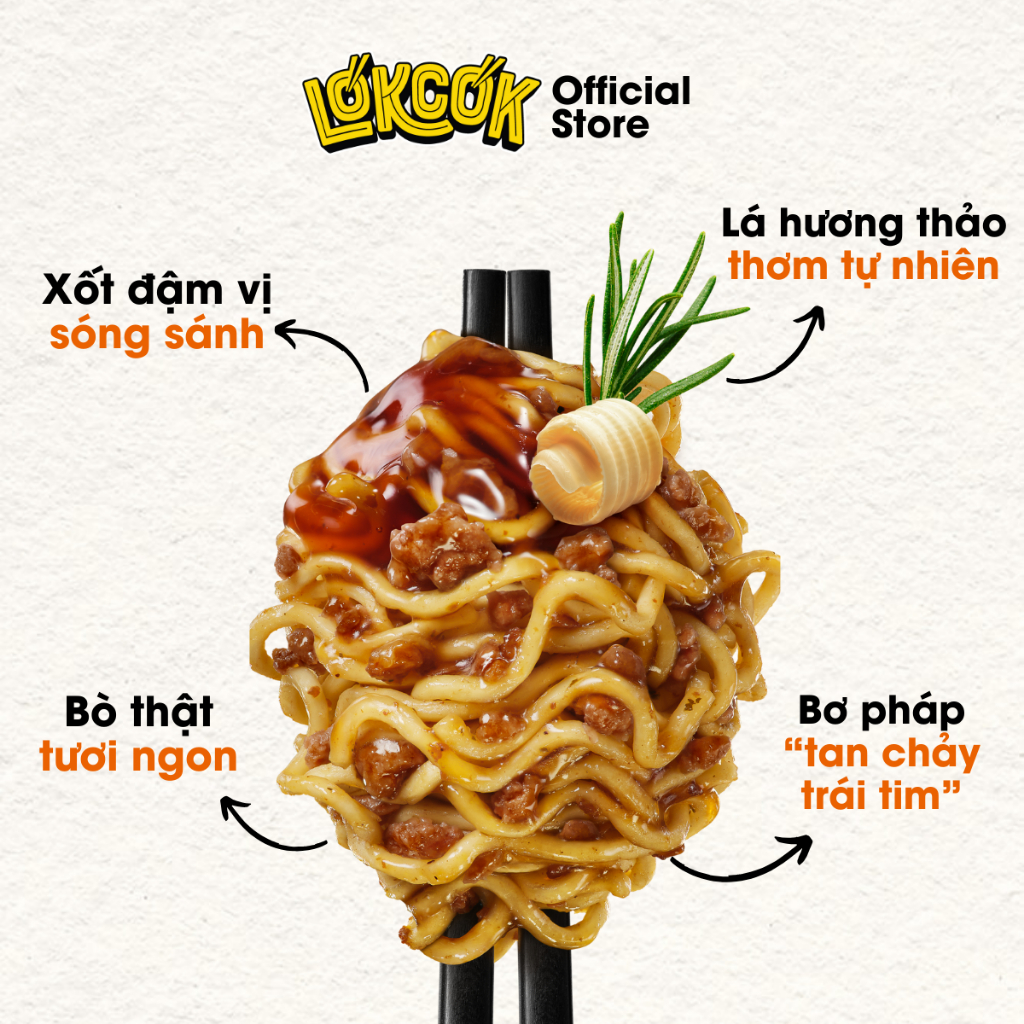 [Chính Hãng] Thùng 12 Tô Mì Trộn Bò Né LOKCOK 12 Tô x 100G