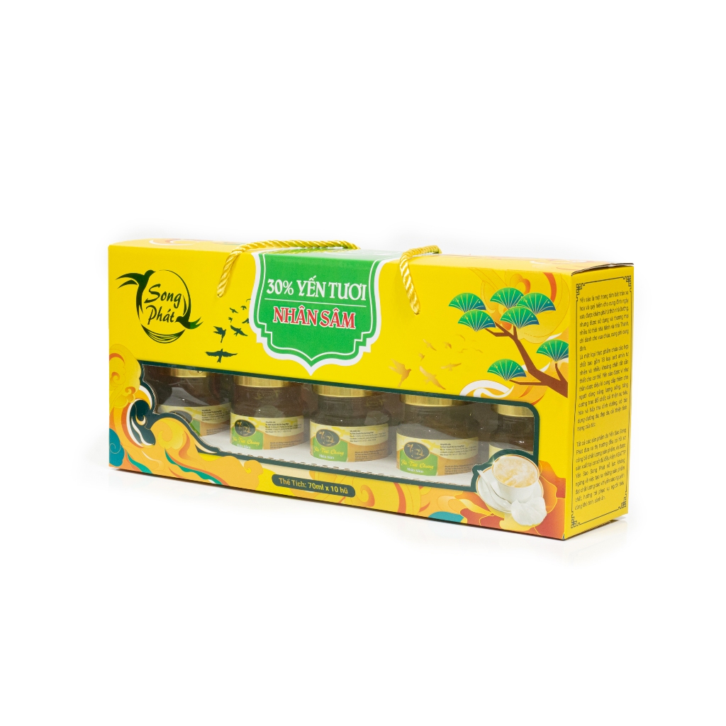 Hộp quà 10 hũ Tổ yến chưng nhân sâm Song Phát 70ml