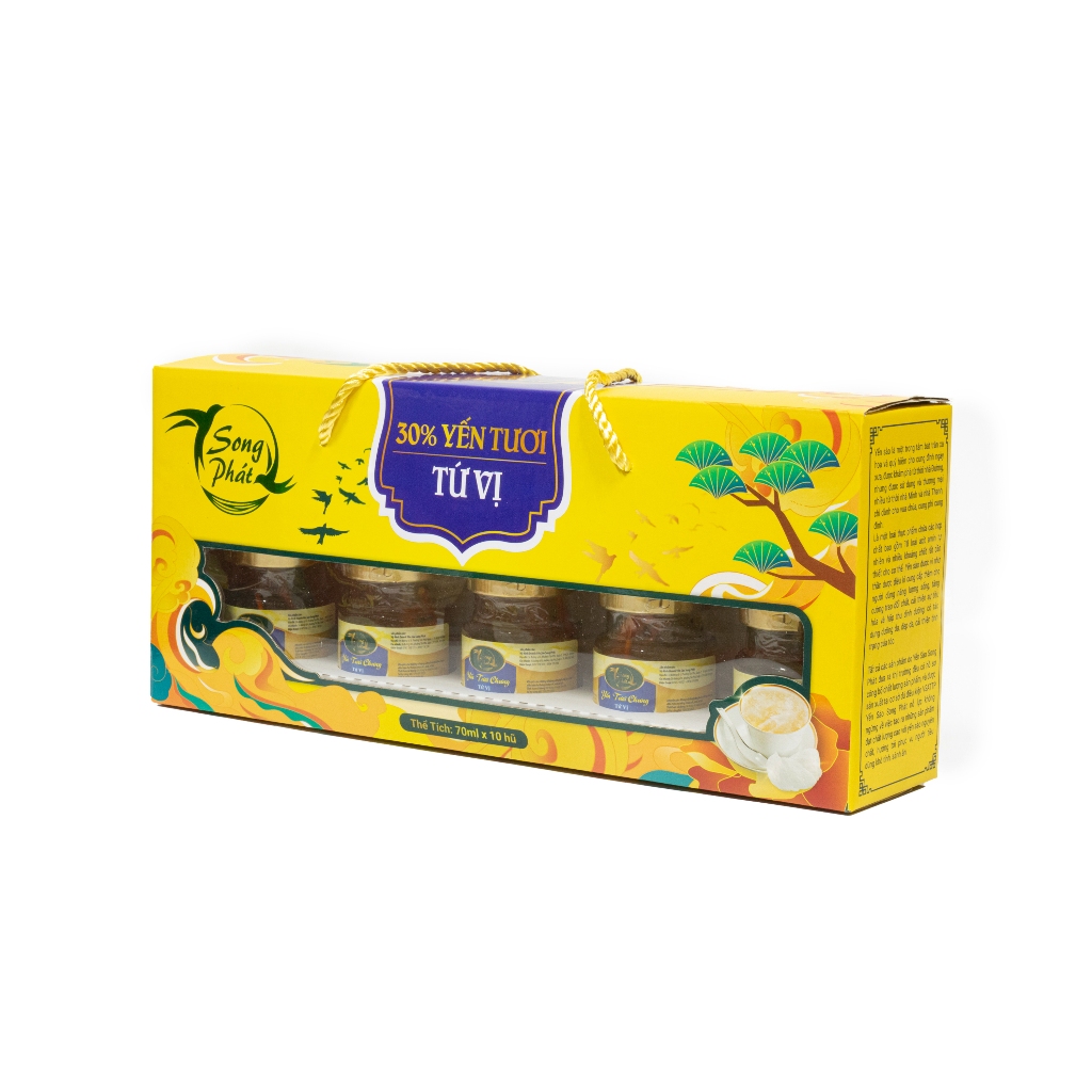 Hộp quà 10 hũ Tổ yến chưng Tứ Vị Song Phát 70ml