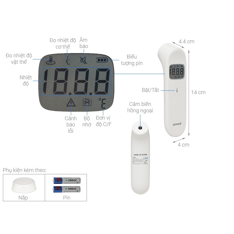Ảnh Nhiệt kế hồng ngoại đo trán Yuwell YT-1C | Dr.Green | 3