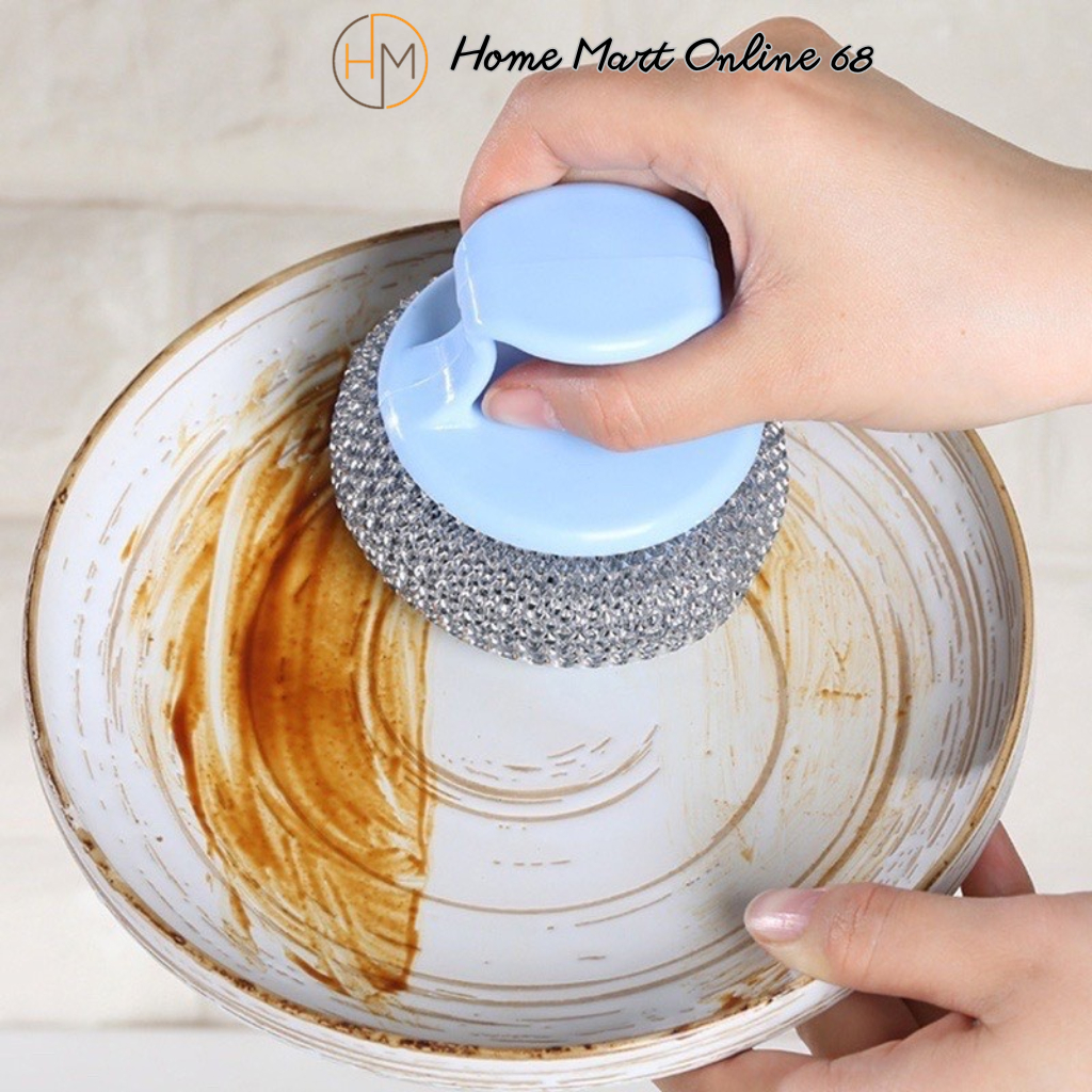 Cọ xoong nồi BÚI SẮT KHÔNG RỈ siêu bền có tay cầm sạch sẽ tiện lợi ...