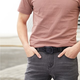 Thắt lưng nam mặt oval màu đen da pu đơn giản bản 3.2cm, dây nịt Broobelt thời trang basic trang nhã