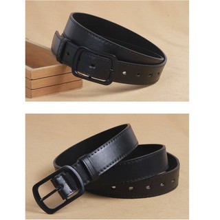 Thắt lưng nam mặt oval màu đen da pu đơn giản bản 3.2cm, dây nịt Broobelt thời trang basic trang nhã