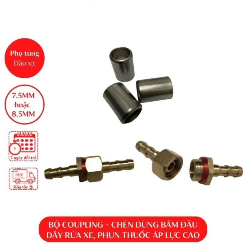 Bộ đầu đuôi chuột và chén bấm đầu dây xịt rửa xe áp lực cao / bộ ...