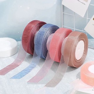 Dây ruy băng voan bản 2cm dài 10 mét không viền nhiều màu làm nơ, làm hoa gói quà, trang trí phụ kiện handmade