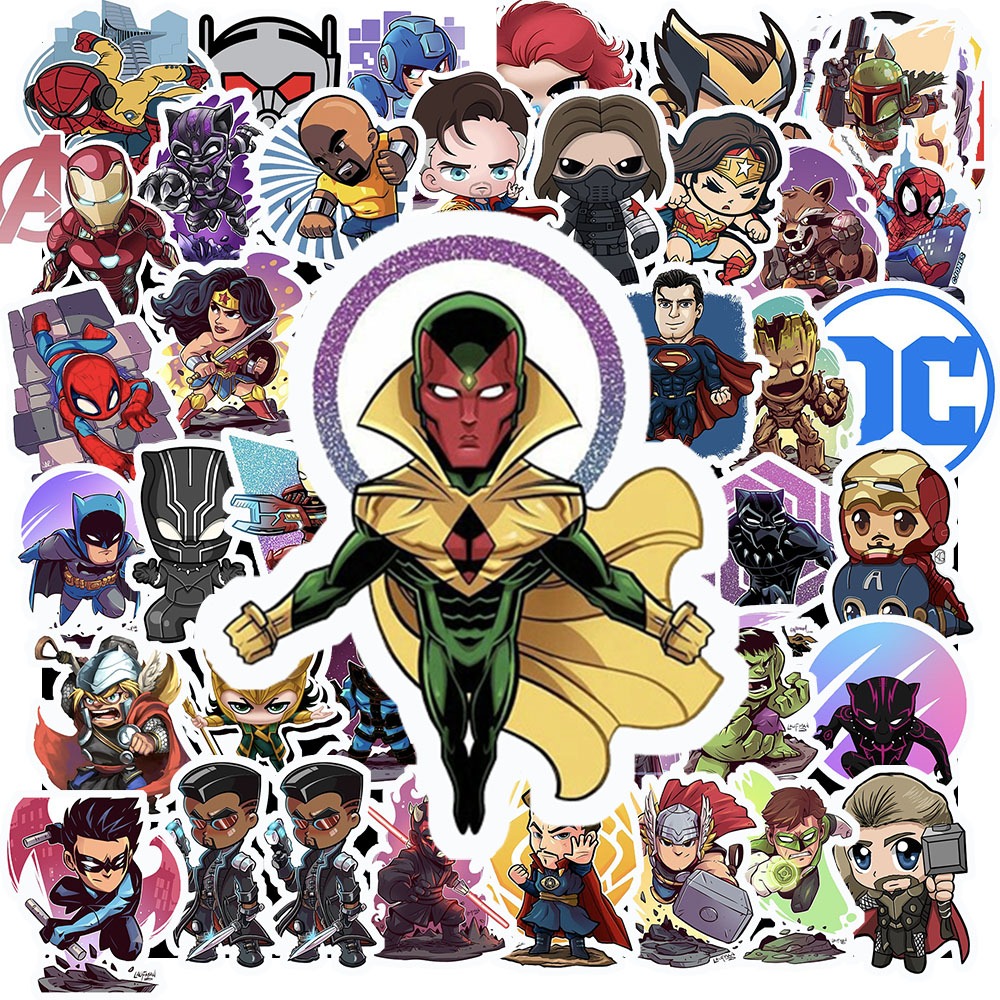 Combo 50 Sticker Comic Marvel DC chống nước sticker dán laptop, điện ...