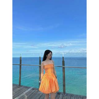 Đầm bí hoa cam freesize - Laimer