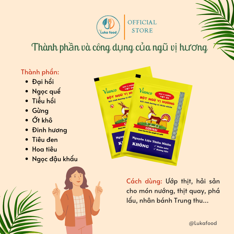 Bột Ngũ Vị Hương Việt Ấn Vianco Gói 10g - Hiệu Con Nai Chính Hãng Thơm Lâu Dậy Mùi Món Nướng/Phá Lấu Ngon