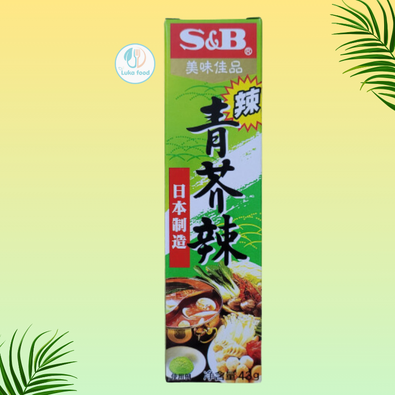 Mù Tạt Xanh Wasabi S&B Nhật Bản Tuýp 43g - Cay Nồng Tự Nhiên, Gia Vị Chấm Sushi Sashimi Hải Sản Đồ Tươi Sống Luka Food