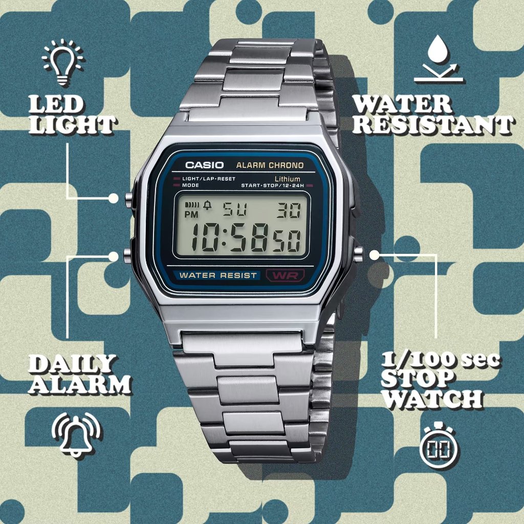 Ảnh Đồng hồ nam dây kim loại CASIO A158WA-1DF chính hãng 1