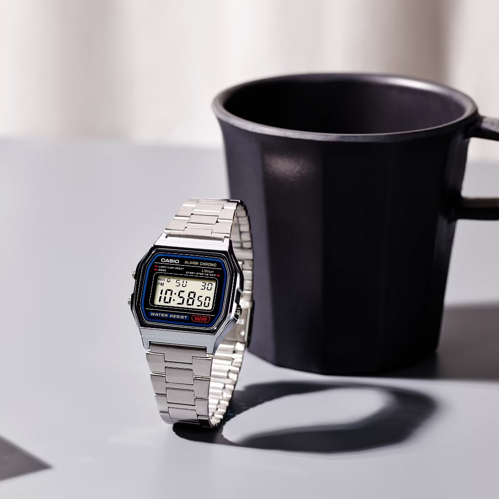 Ảnh Đồng hồ nam dây kim loại CASIO A158WA-1DF chính hãng 4