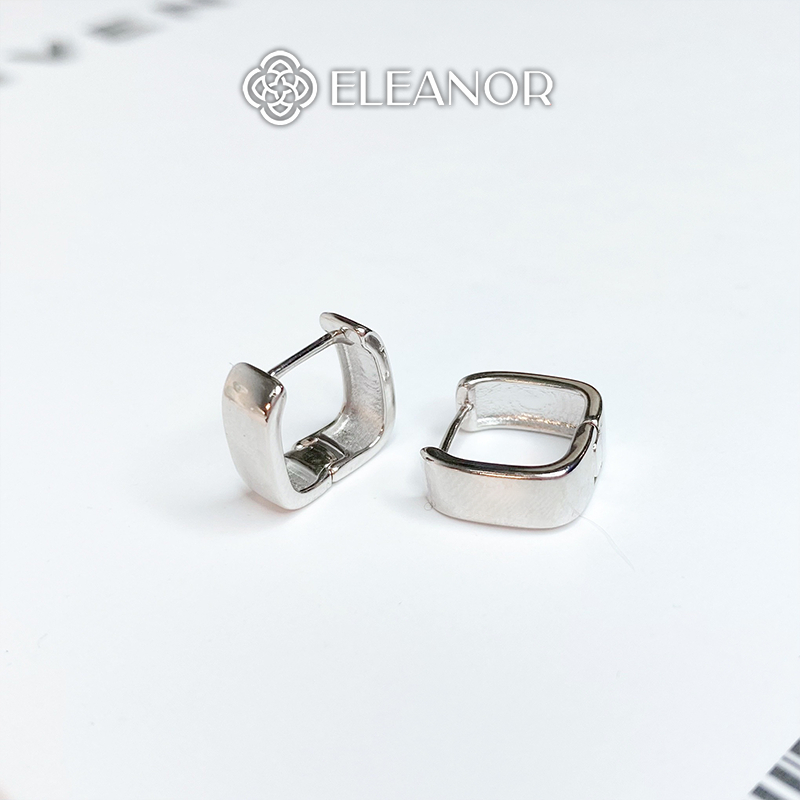 Bông tai nữ chuôi bạc 925 Eleanor Accessories viền trơn khuyên tai basic phụ kiện trang sức 5073