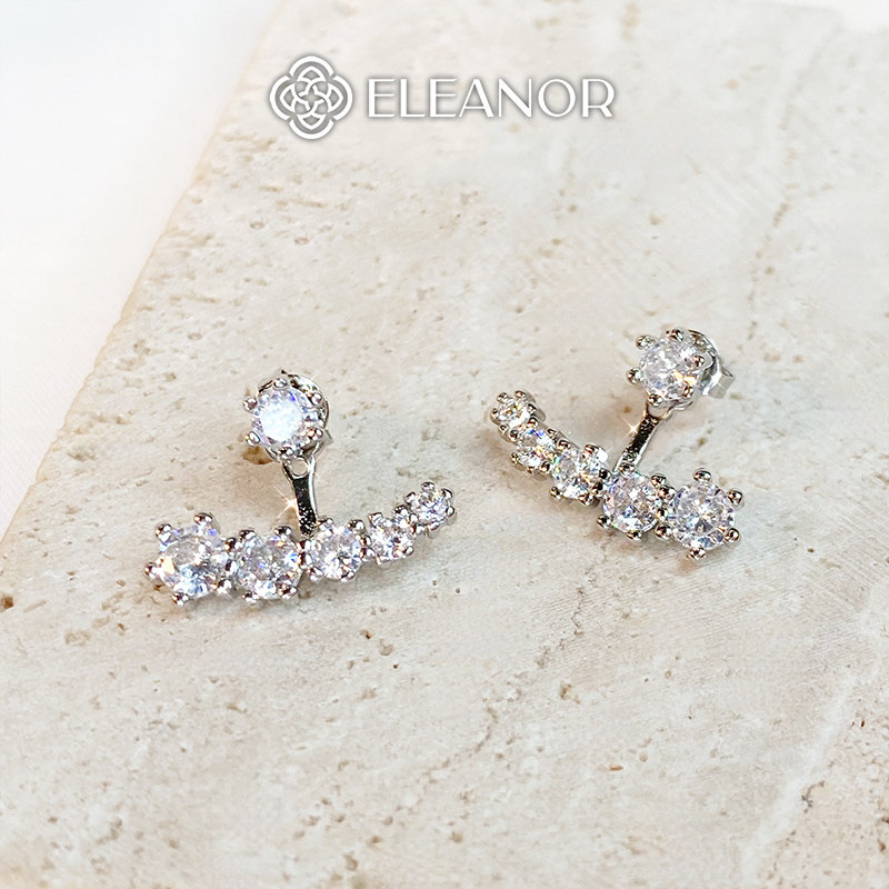 Bông tai chuôi bạc 925 Eleanor Accessories đính đá khuyên tai nữ phụ kiện trang sức 5565