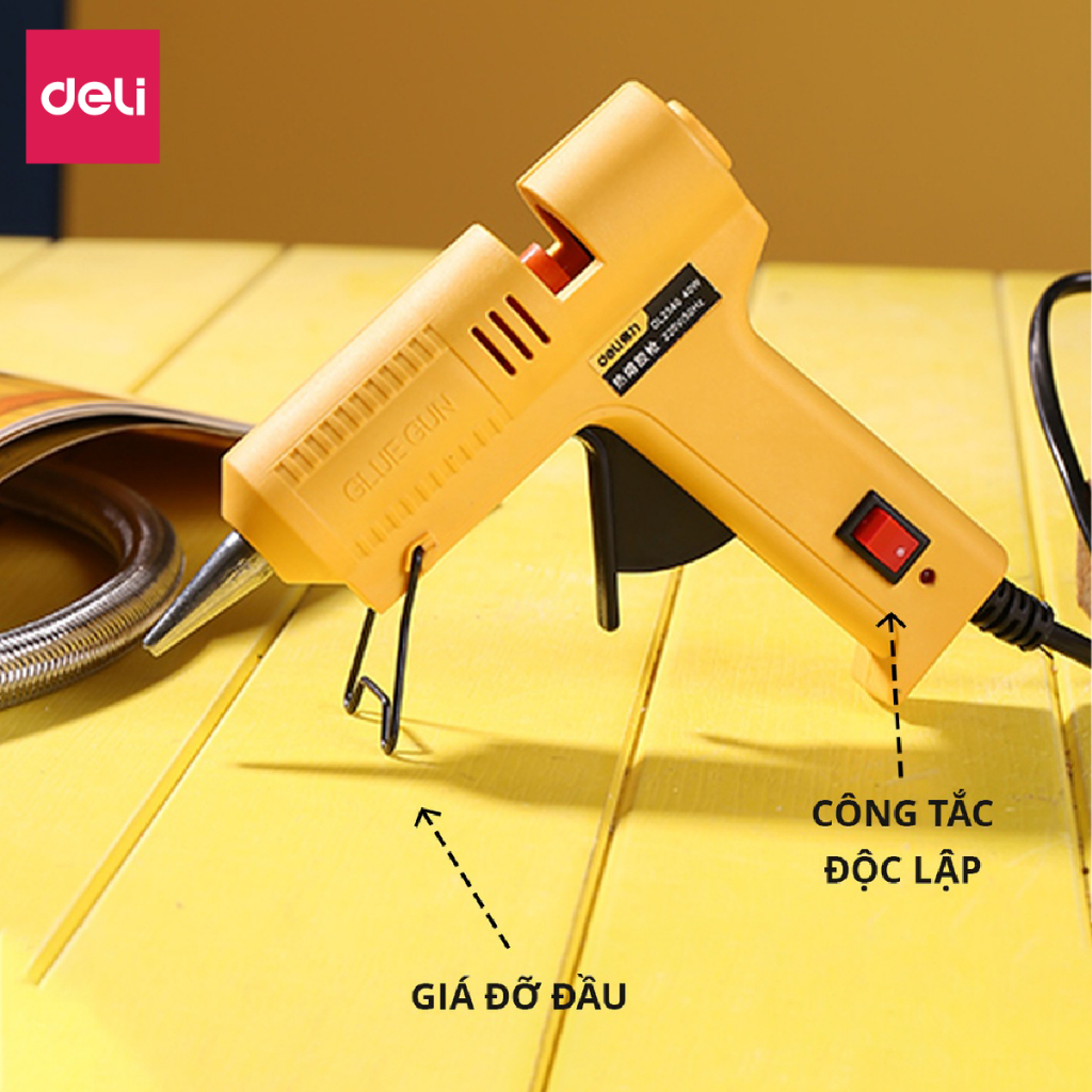 Súng Bắn Keo Deli Cao Cấp Công Suất Lớn 40W - keo 7mm - Nhỏ Gọn, An Toàn Sử Dụng - Thiết Kế Hiện Đại - DL402040/DL2540